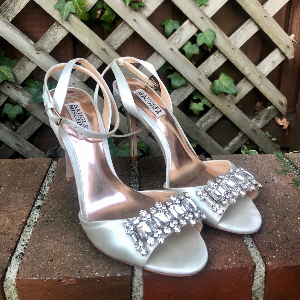 Badgley Mischka Satin Crystal Embellished Heels